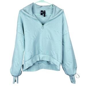 Adidas Aeroready Logo Jacquard Half Zip Sweatshirt Green Tint Size Medium